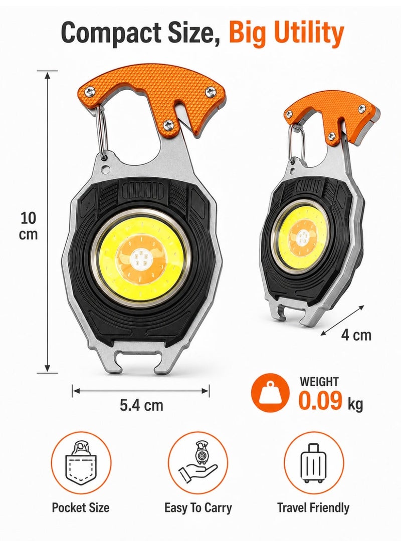 Leoxol Rechargeable LED Keychain Flashlight 500 Lumens | 3 Hour Runtime Emergency Mini Light | Water Resistant Aluminum Multi Tool With Seat Belt Cutter Whistle USB Charging - Image 3