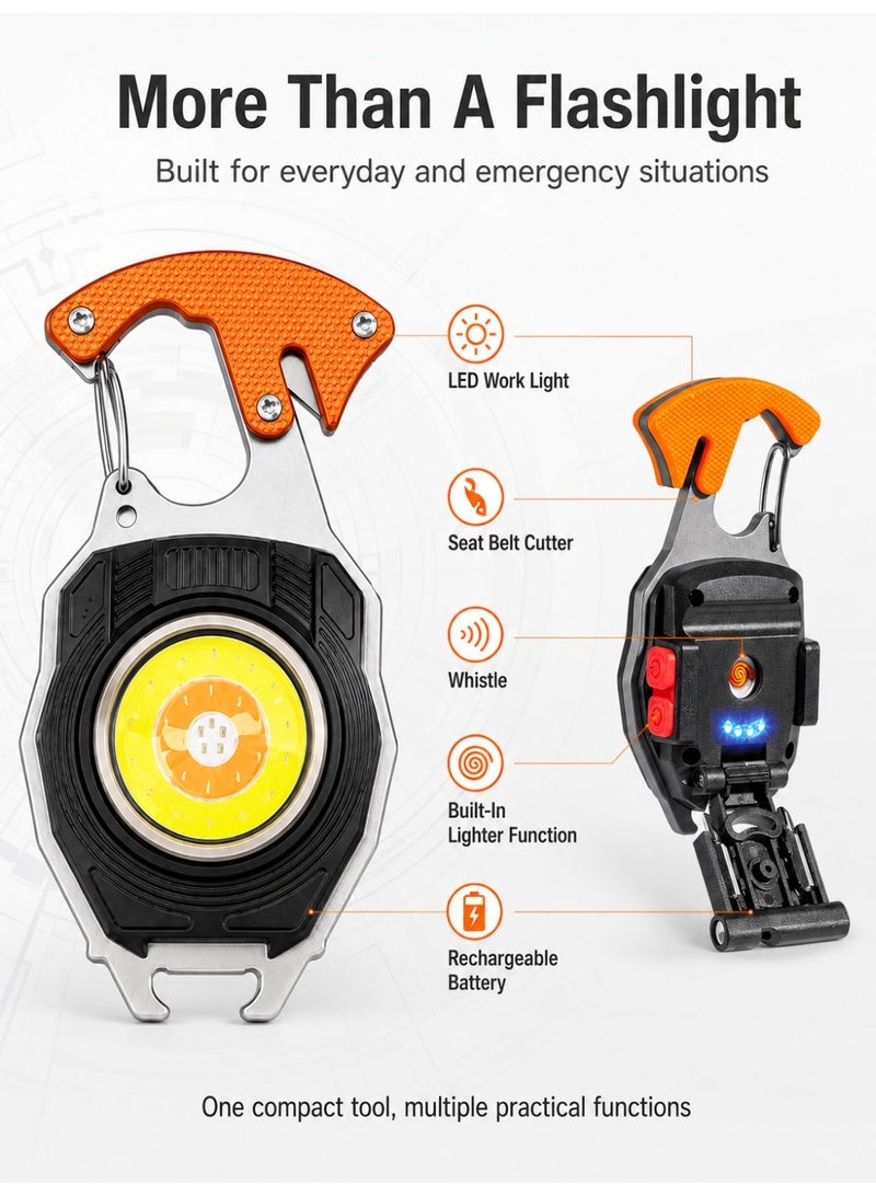 Leoxol Rechargeable LED Keychain Flashlight 500 Lumens | 3 Hour Runtime Emergency Mini Light | Water Resistant Aluminum Multi Tool With Seat Belt Cutter Whistle USB Charging - Image 5