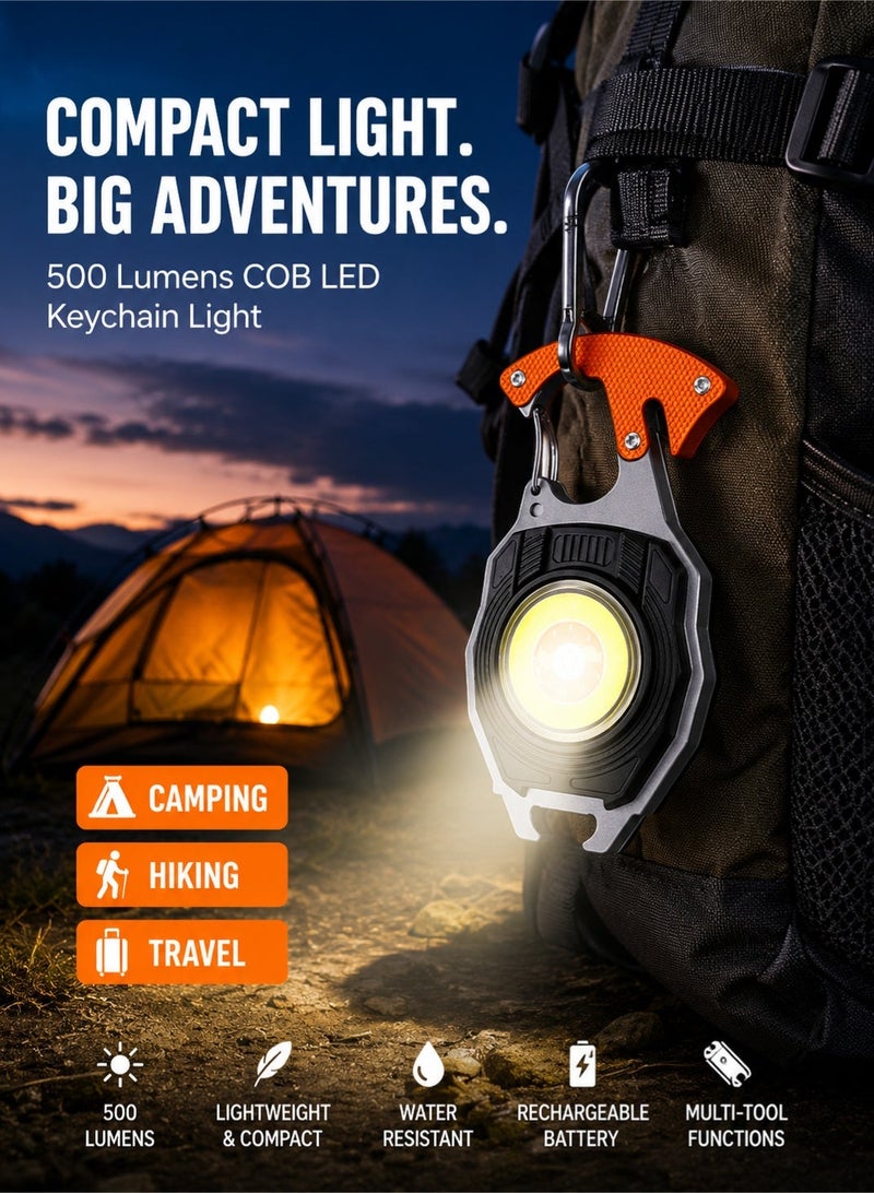 Leoxol Rechargeable LED Keychain Flashlight 500 Lumens | 3 Hour Runtime Emergency Mini Light | Water Resistant Aluminum Multi Tool With Seat Belt Cutter Whistle USB Charging - Image 4