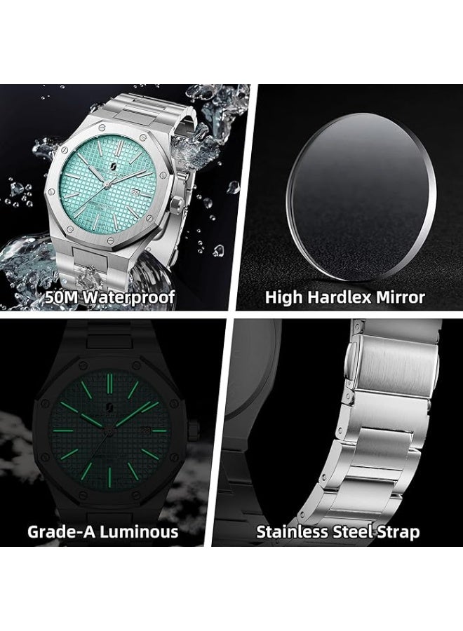 Sapphero Watch for Men Stainless Steel Mens Watches Waterproof Analog Quartz Movement Wrist Watch Gifts for Men - Image 4