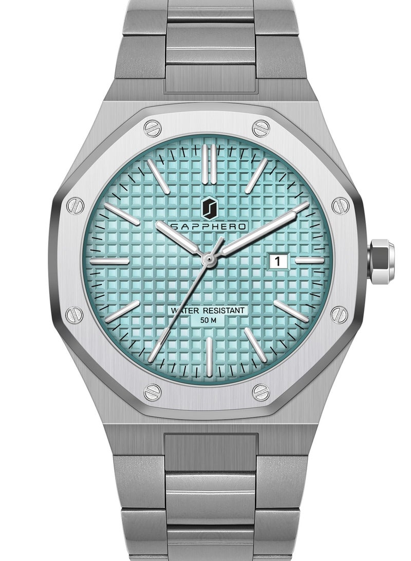 Sapphero Watch for Men Stainless Steel Mens Watches Waterproof Analog Quartz Movement Wrist Watch Gifts for Men - Image 1