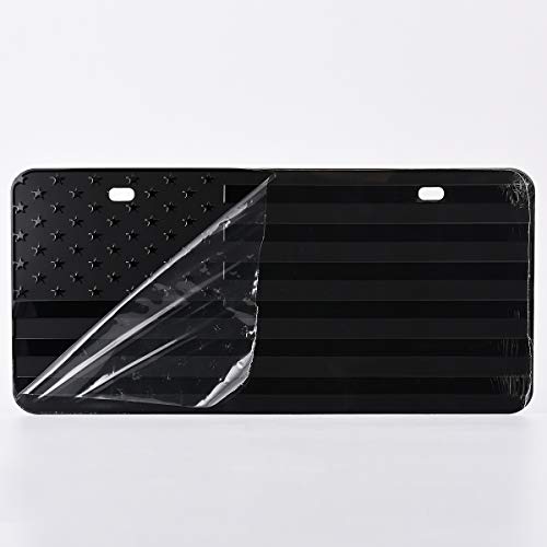 FlyChetah American Front Flag License Plate, Custom Novelty Vintage Aluminum Metal 3D Pfenk License Plate Tag Vanity Gift Patriotic Embossed License Plates 6 x 12 inch, Black - Image 3