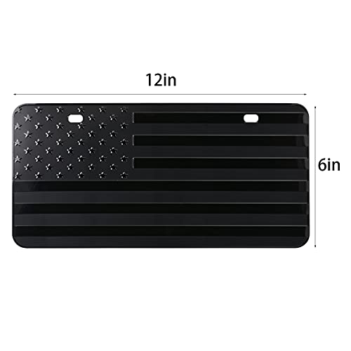 FlyChetah American Front Flag License Plate, Custom Novelty Vintage Aluminum Metal 3D Pfenk License Plate Tag Vanity Gift Patriotic Embossed License Plates 6 x 12 inch, Black - Image 5