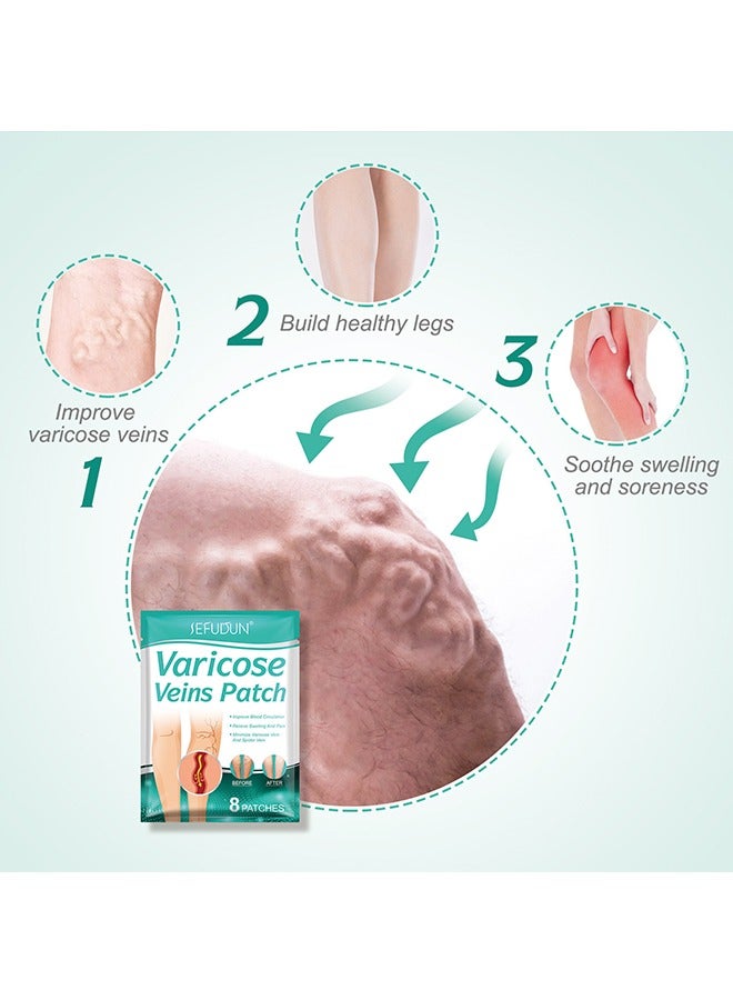 Sefudun 8 Pcs Varicaose Veins Patch,Varicose Veins Treatment for Legs, Spider Varicose Vein, Strengthen Capillary Health and Improve Blood Circulation - Image 3