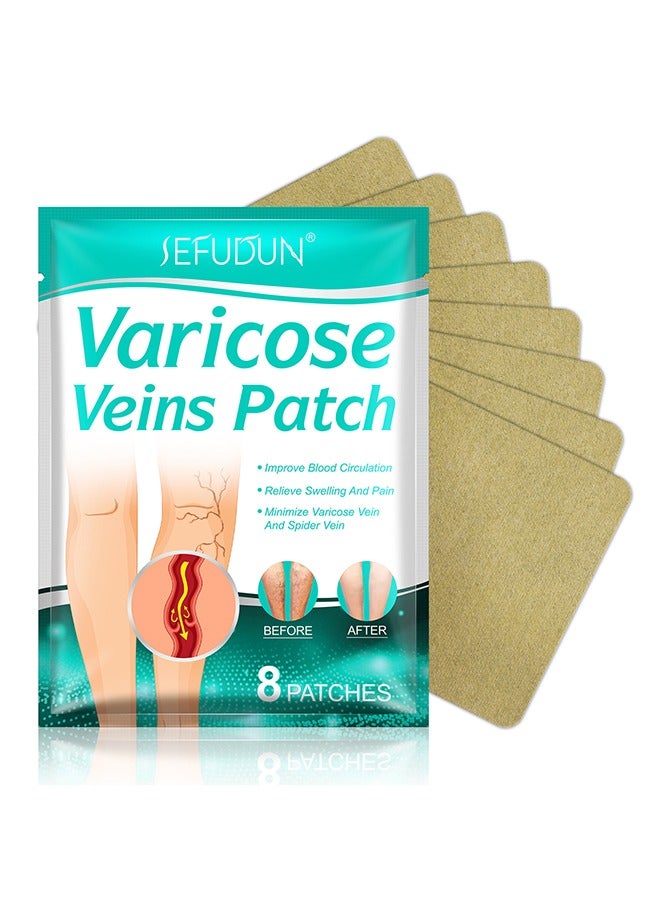 Sefudun 8 Pcs Varicaose Veins Patch,Varicose Veins Treatment for Legs, Spider Varicose Vein, Strengthen Capillary Health and Improve Blood Circulation - Image 1