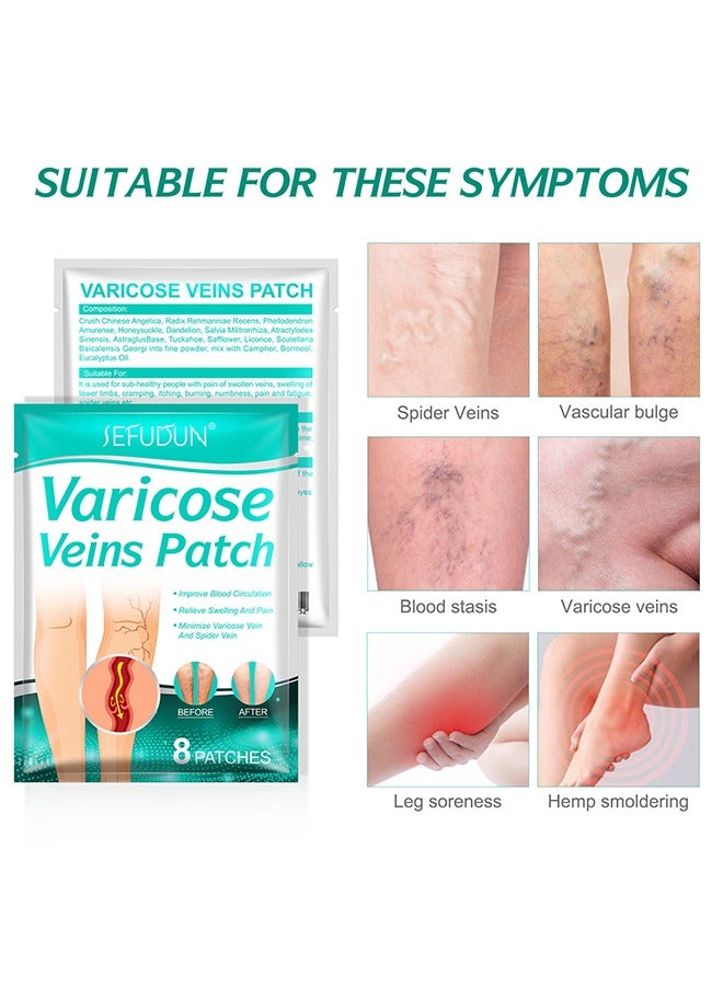 Sefudun 8 Pcs Varicaose Veins Patch,Varicose Veins Treatment for Legs, Spider Varicose Vein, Strengthen Capillary Health and Improve Blood Circulation - Image 5