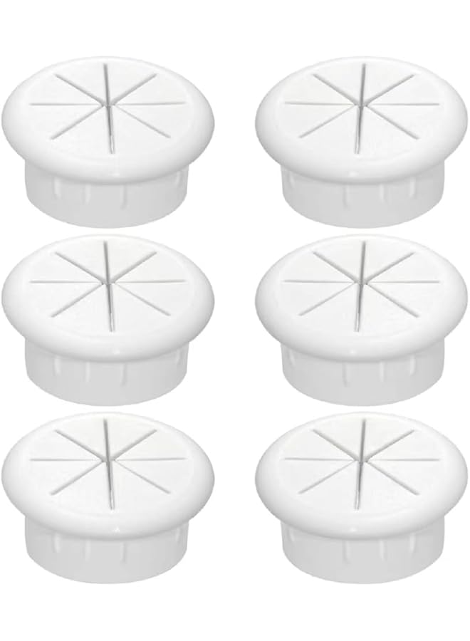 promass Desk Grommet, Flexible Desk Cable Grommet Desk Cable Hole Covers with Hole Saw, Plastic Grommet for Office Equipment, Ideal Solution for Office and Home Table Cable (White, Pack of 6) - Image 1