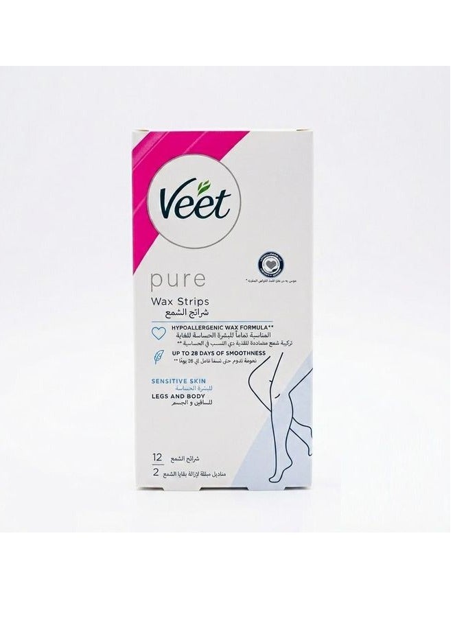 Veet Hair Removal Wax Stripes for Sensitive Skin - 12 Stripes