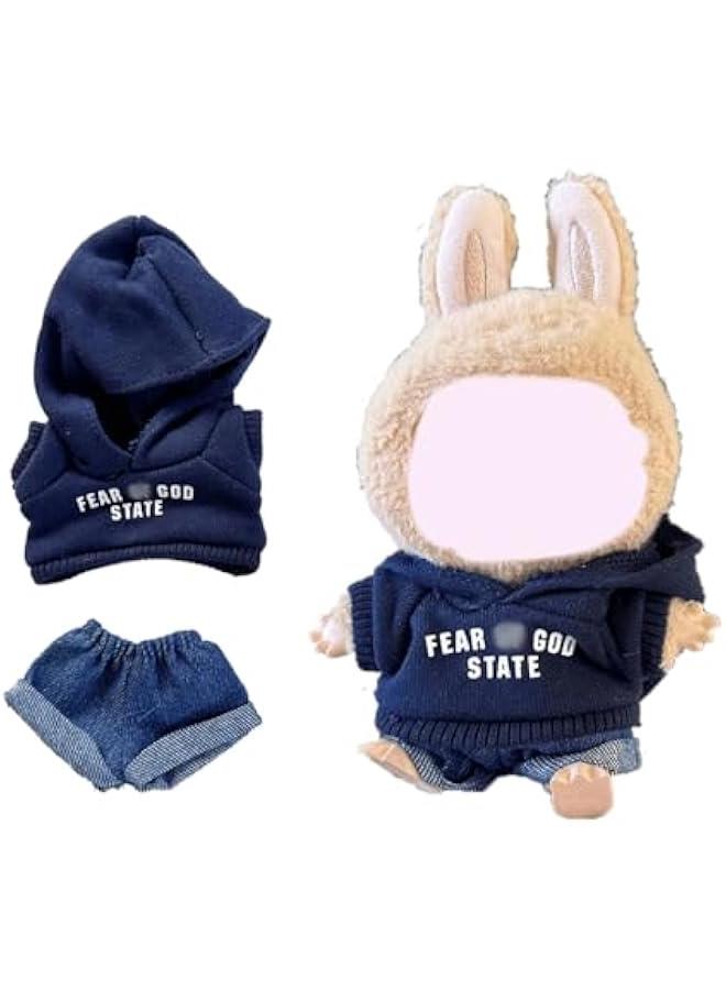17cm Clothes for Doll - High-Street Hoodie Outfit for 17cm Dolls, Stylish Labubu Accessories for Play, Display  Collectors (Style A(Clothes + Pants))