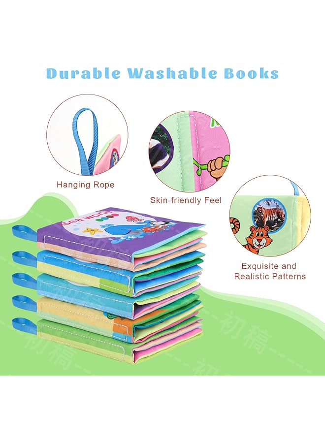 إيروريكس كتب حمام الأطفال غير سامة ومقاومة للماء ومتينة من القماش الناعم للأطفال الرضع والأطفال الصغار وحوض الاستحمام - Image 3