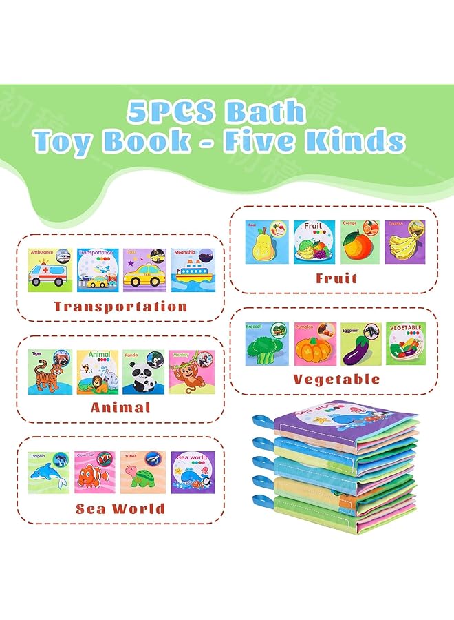 إيروريكس كتب حمام الأطفال غير سامة ومقاومة للماء ومتينة من القماش الناعم للأطفال الرضع والأطفال الصغار وحوض الاستحمام - Image 2