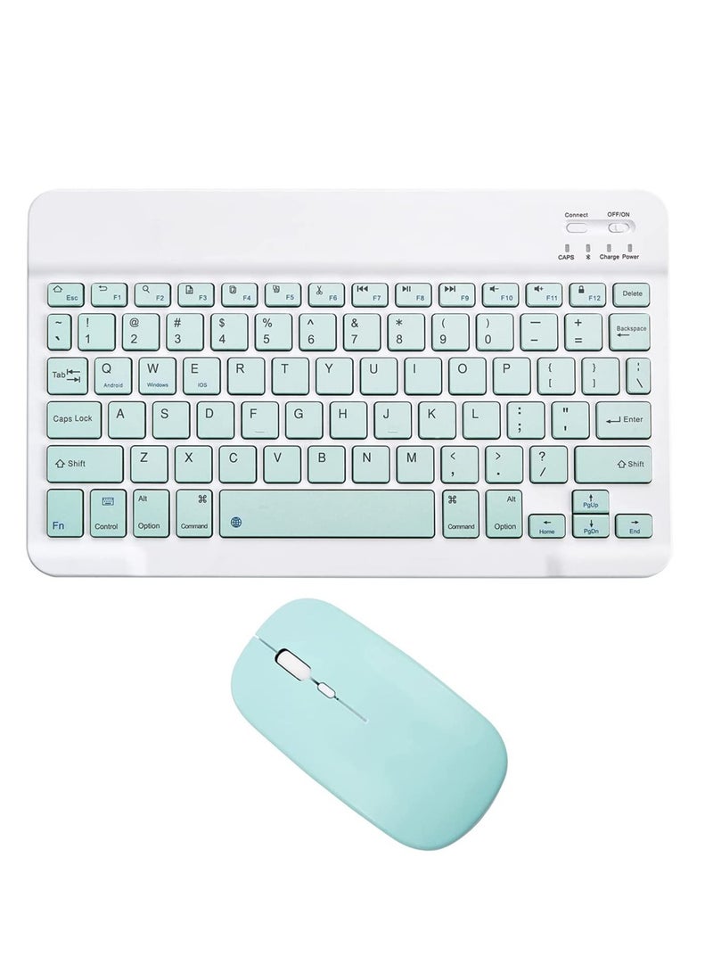 ELTRAZONE Rechargeable Bluetooth Keyboard and Mouse Combo Ultra-Slim Portable Compact Wireless Mouse Keyboard Set for Android Windows Tablet Cell Phone iPhone iPad Pro Air Mini, iPad OS/iOS 13 and above (Green)  - Image 1