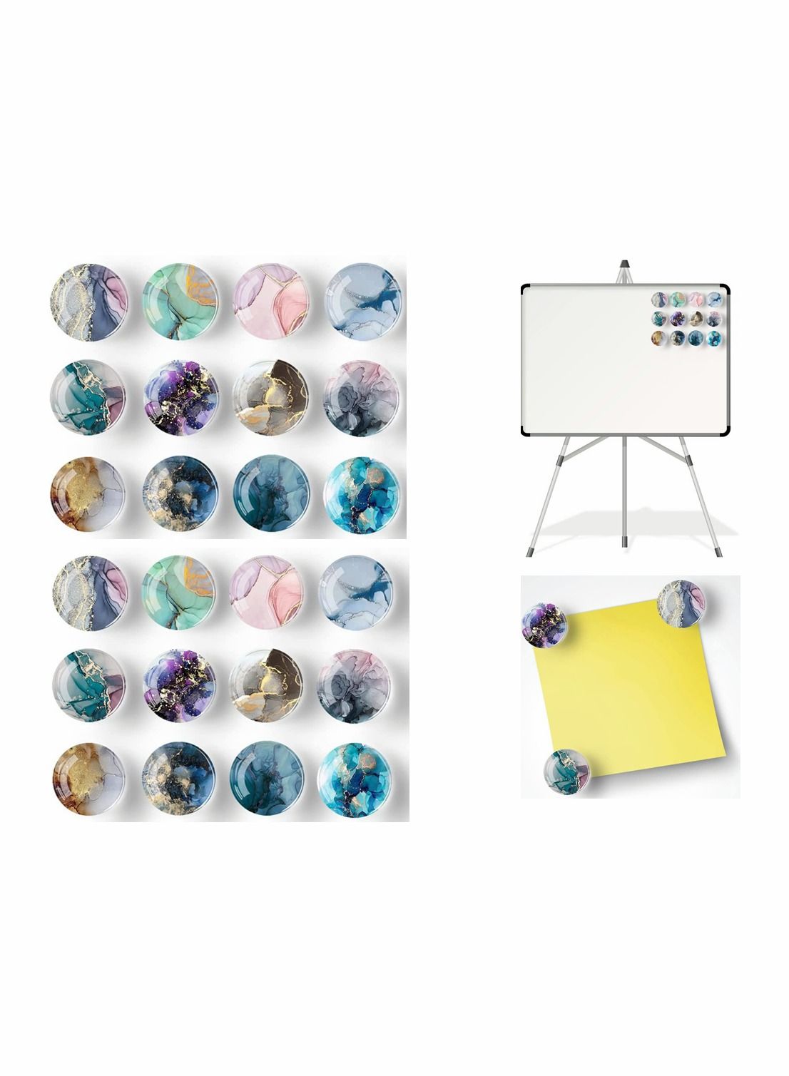 Magnetize Sticker Generic 24 Pcs Glass Strong Magnetic Refrigerator Sticker Marble ...