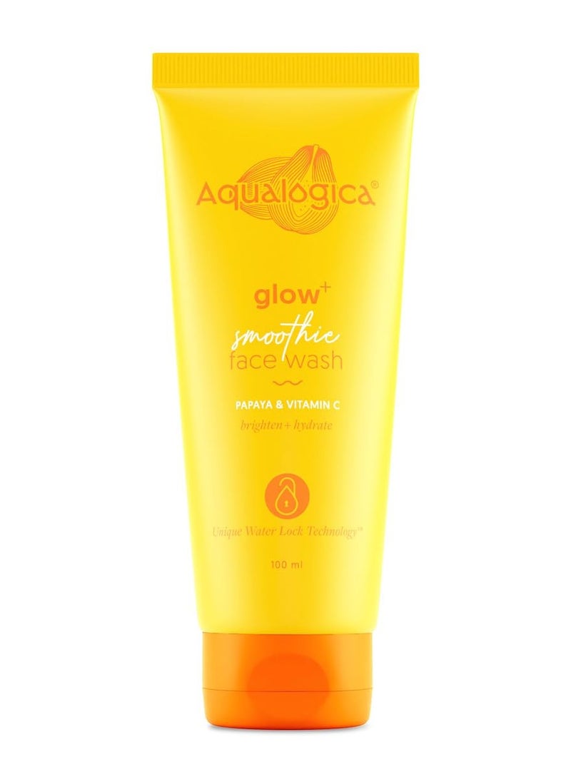 Aqualogica Glow+ Smoothie Face Wash | with Vitamin C & Papaya | Gently Cleanses Dirt & Impurities | Helps Reveal Healthy Glowing Skin | 3.38 Fl Oz/100ml  - Image 1