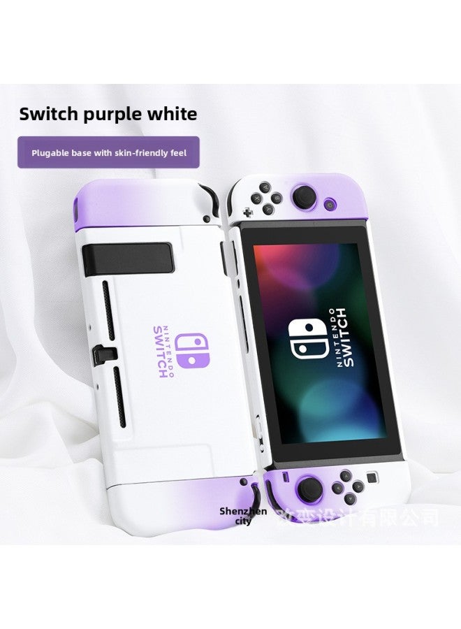 general Nintendo Switch Protective Case Handle Shell Plug-in Base Hard Ns Game Console Cover Digital Computer Game Protection Case-Model:switch 【Purple White】 Original Protective Shell √ Film Delivery + Cap - Image 1