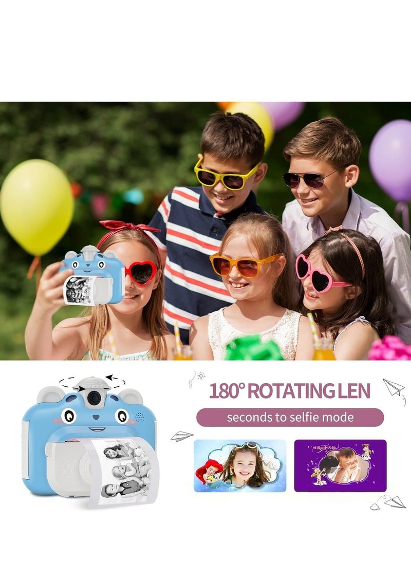 Generic Instant Print Digital Kids Camera, Selfie 1080P Video Camera for Kid with 180° Rotating Len,32GB TF Card, Print Paper, Color Pens Set, Rechargeable Toy Camera  - Image 4