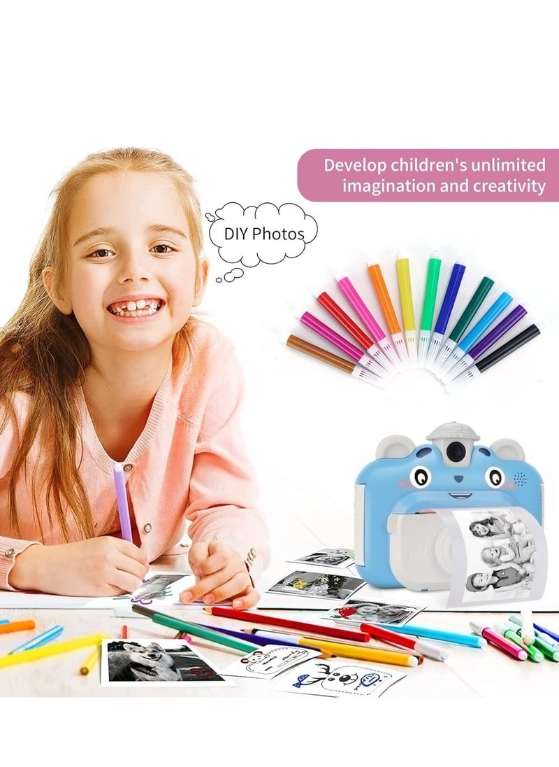 Generic Instant Print Digital Kids Camera, Selfie 1080P Video Camera for Kid with 180° Rotating Len,32GB TF Card, Print Paper, Color Pens Set, Rechargeable Toy Camera  - Image 5
