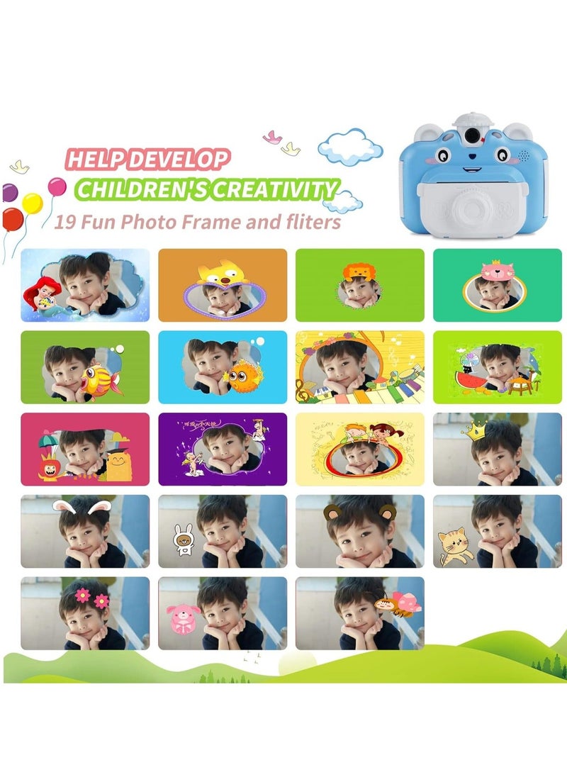 Generic Instant Print Digital Kids Camera, Selfie 1080P Video Camera for Kid with 180° Rotating Len,32GB TF Card, Print Paper, Color Pens Set, Rechargeable Toy Camera  - Image 3