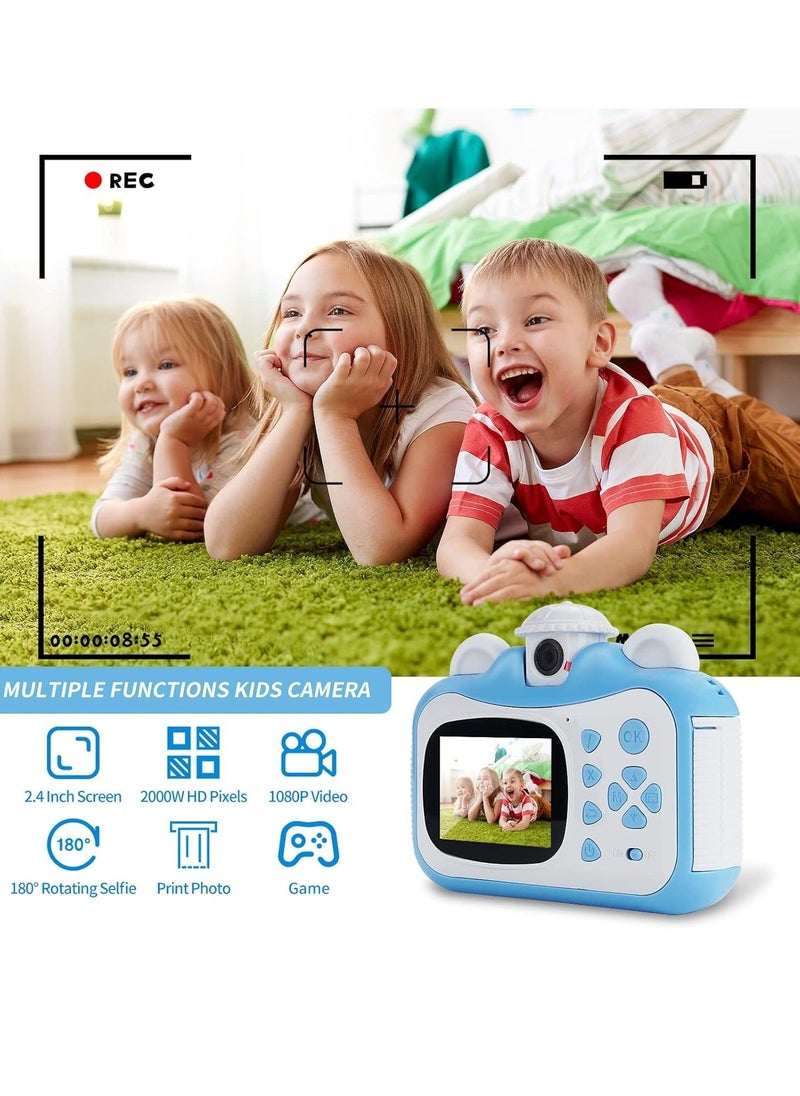 Generic Instant Print Digital Kids Camera, Selfie 1080P Video Camera for Kid with 180° Rotating Len,32GB TF Card, Print Paper, Color Pens Set, Rechargeable Toy Camera  - Image 2