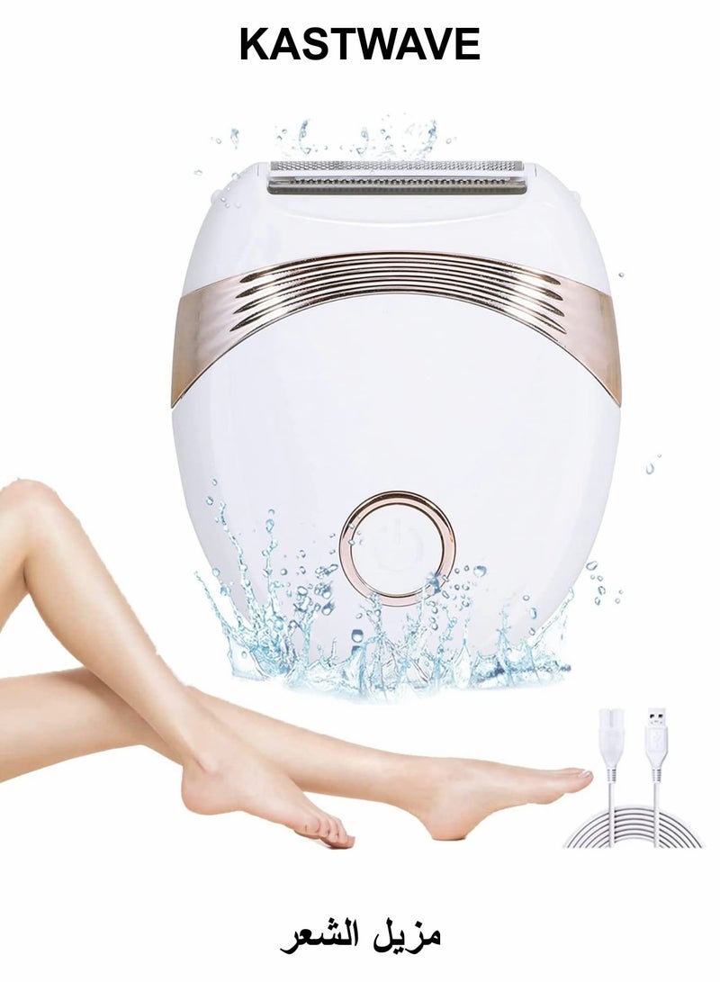 كاست ويف ماكينة إزالة الشعر الكهربائية، ماكينة تشذيب الب للنساء، للاستخدام الجاف والرطب، ماكينة حلاقة نسائية قابلة لإعادة الشحن - Image 1