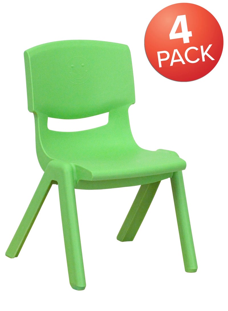 Funz 4 Pieces Funz Stackable Plastic Kids Learning Chairs, 40 X 32 X 51cm, The Perfect Chair for Playrooms, Schools, Daycares and Home, Green - Image 2