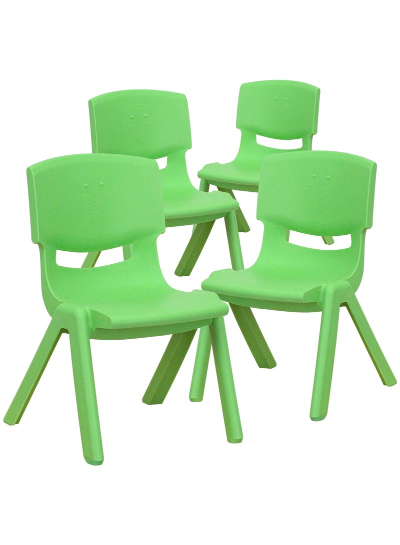 Funz 4 Pieces Funz Stackable Plastic Kids Learning Chairs, 40 X 32 X 51cm, The Perfect Chair for Playrooms, Schools, Daycares and Home, Green - Image 1