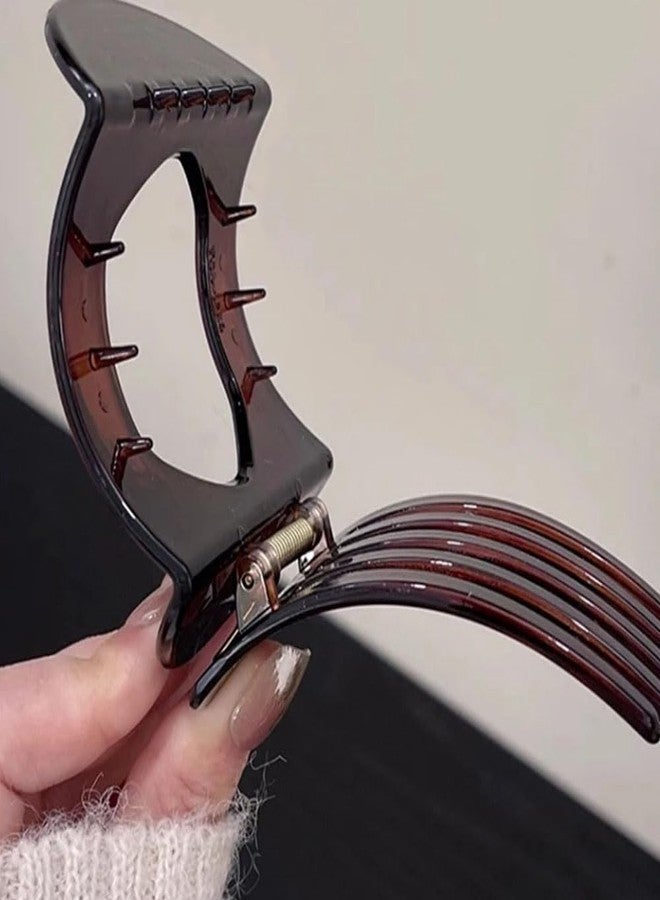 Ashkash 2Pcs Korea Style Vintage Elegant Hair Claw Clips Arc Shape Geometric Hairpin - Large Curved Design Duckbill Clip with Mixed Colors - Chic Women's Hair Accessory - Image 3