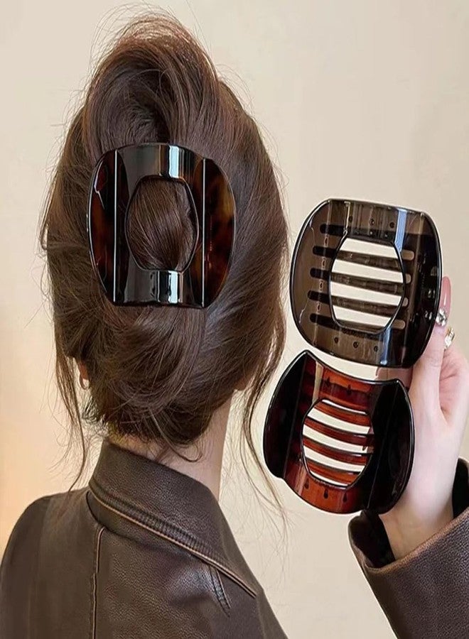 Ashkash 2Pcs Korea Style Vintage Elegant Hair Claw Clips Arc Shape Geometric Hairpin - Large Curved Design Duckbill Clip with Mixed Colors - Chic Women's Hair Accessory - Image 1