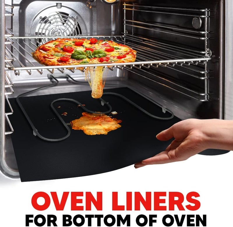 ThreadNanny بطانات الفرن لأسفل الفرن مع حصيرة الخبز مقاومة للحرارة بطانات الموقد لأسفل الموقد الكهربائي وأوراق تيفلون للخبز حصيرة قابلة لإعادة الاستخدام للموقد الكهربائي - Image 3