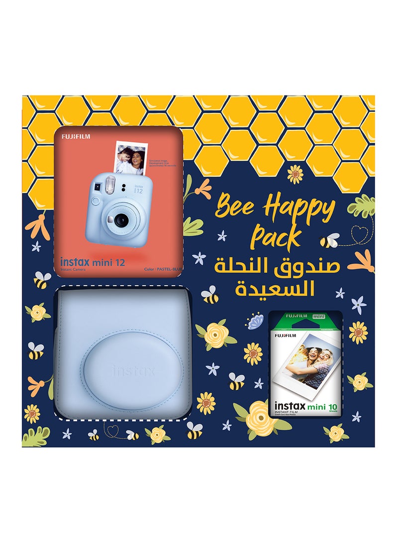 FUJIFILM Instax Camera Mini 12 Bee Happy Pack (Pastel Blue) - Image 1