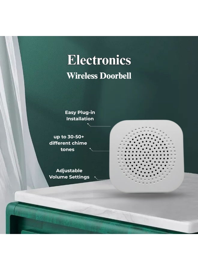 Wireless Doorbell | Easy Plug-in Receiver & Waterproof Push Button | Long Range Cordless Door Chime upto 50+ Selectable Chimes, 4-Level Adjustable Volume, and LED Flash Indicator for Home & Office (No Wiring Required) - Image 1
