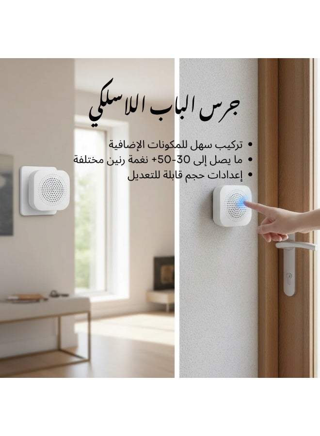 Wireless Doorbell | Easy Plug-in Receiver & Waterproof Push Button | Long Range Cordless Door Chime upto 50+ Selectable Chimes, 4-Level Adjustable Volume, and LED Flash Indicator for Home & Office (No Wiring Required) - Image 3