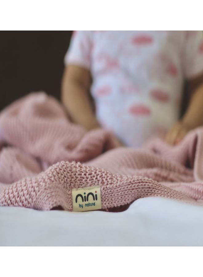 Nini Baby - Organic Cotton Knitted Baby Blanket, Bobbles, Antibacterial Finish – Blush Rose, 0-36 Months - Image 4
