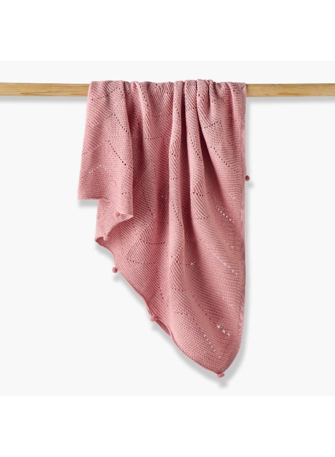 Nini Baby - Organic Cotton Knitted Baby Blanket, Bobbles, Antibacterial Finish – Blush Rose, 0-36 Months - Image 1