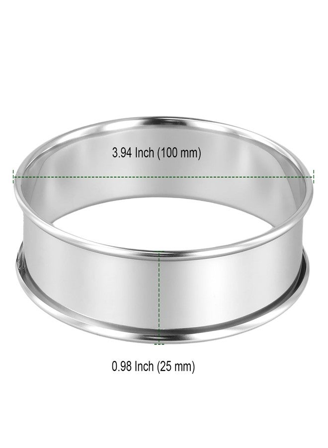 PINGEUI 30 Pack 4 Inches English Muffin Rings, Stainless Steel Round Crumpet Rings,Silver Double Rolled Baking Tart Rings for Dessert - Image 2