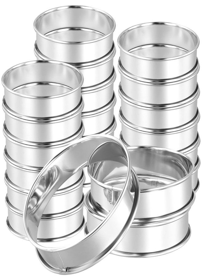 PINGEUI 30 Pack 4 Inches English Muffin Rings, Stainless Steel Round Crumpet Rings,Silver Double Rolled Baking Tart Rings for Dessert - Image 1