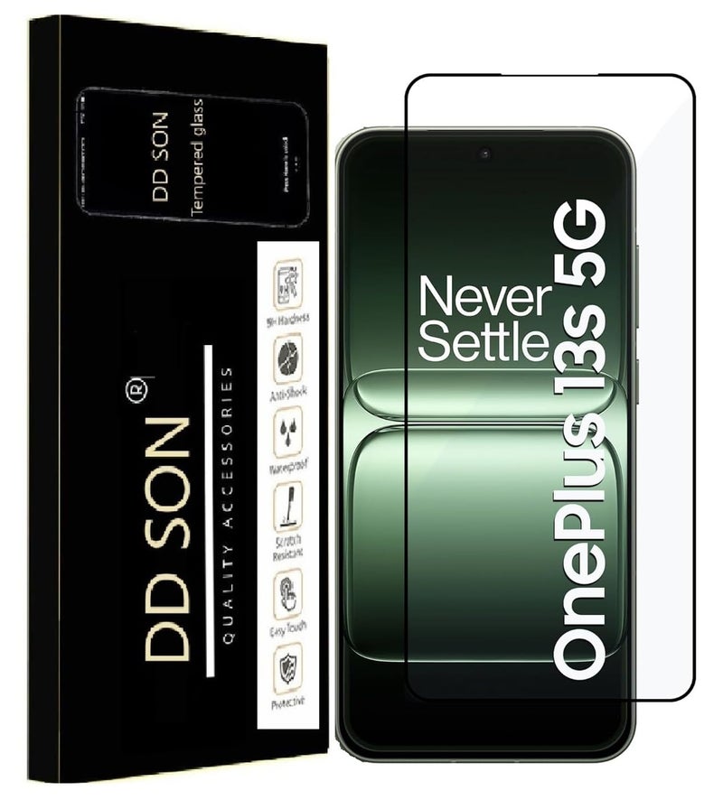 DD SON Tempered Glass Screen Protector Compatible for OnePlus 13S 5G / 13T 5G with Edge to Edge Coverage and Easy Installation kit,Black - Image 1