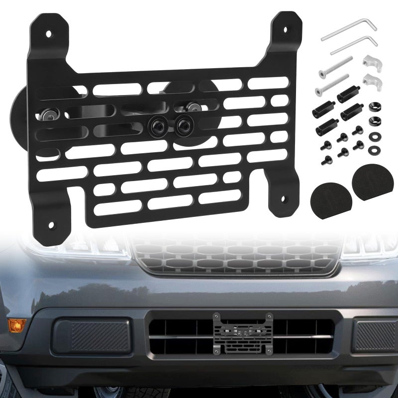 TECHPICCO License Plate Frames for Maverick 20222025 No Drill Front License Plate Bracket Holder Compatible with Ford Maverick 20222025 Black Fits Most Of Vehicle Front Grille