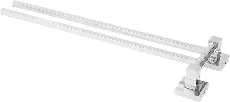 Movable Two Rods Chrome Plated Stainless Steel Towel Rack 180 Degree Rotatable Design Easy Installation - Image 3
