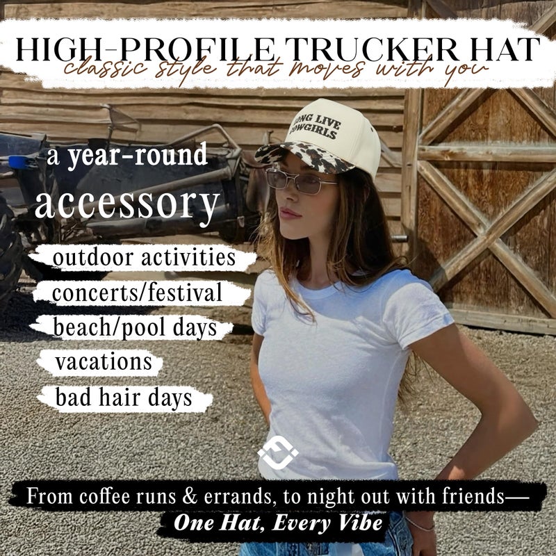 Funky Junque Two-Tone Canvas Snapback Baseball Cap - Long Live Cowgirls - Cow Print/Beige - Image 4