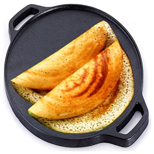 XL Kitchen Pre-Seasoned Cast Iron Dosa/Roti/Chapati Tawa, 12 Inch (Black) - Image 1
