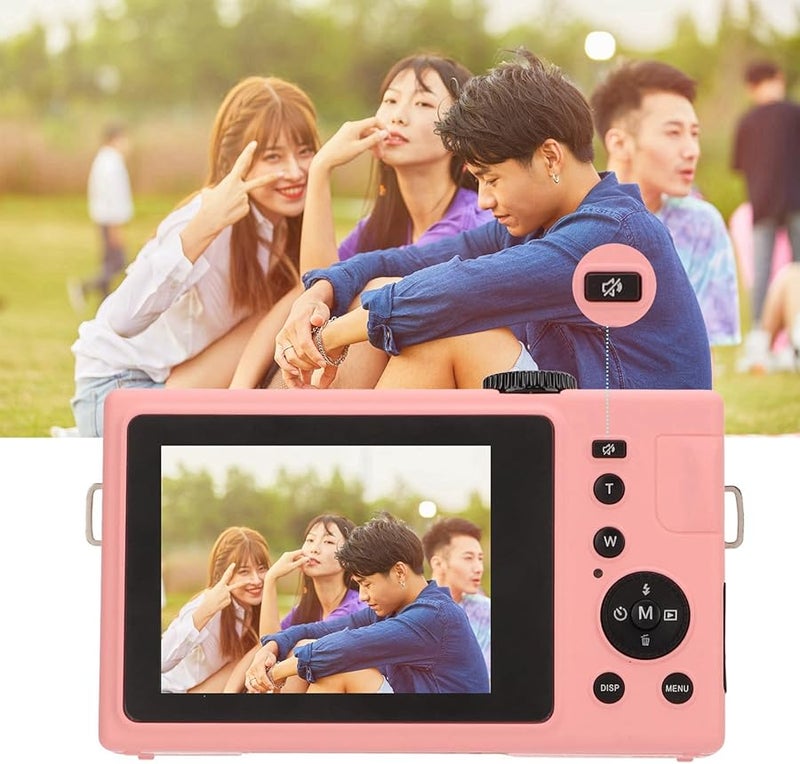 Pink Mirrorless Camera 48MP 16X Zoom 3in LCD FHD Video Anti Shake for Vlogging Travel - Image 4