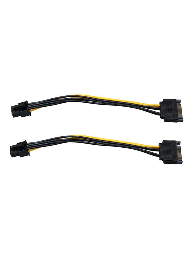 نيبمينينت قطعتان من كابل طاقة ساتا Pci-E 15 سن إلى 6 أسنان أسود