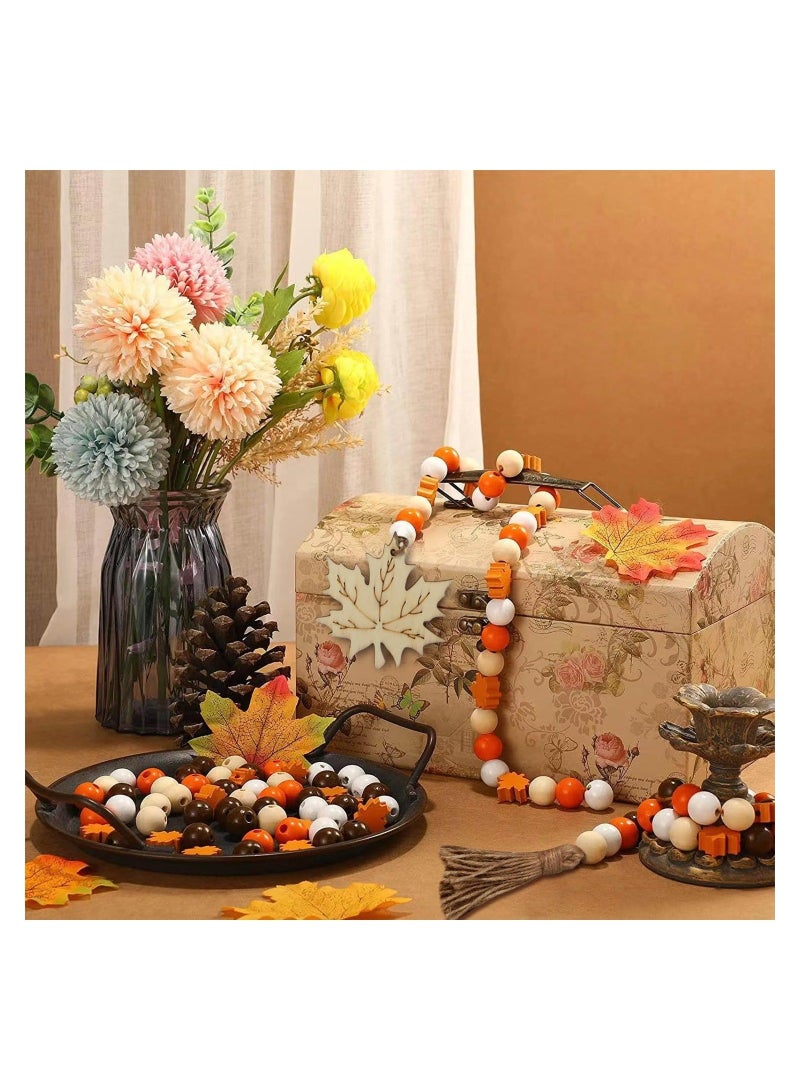 Captaintech Wood Bead Garland with Tassel 30Inch Farmhouse Natural Wall Hanging Vase Handle Tiered Tray Decor Thanksgiving Fall Harvest Party Fireplace Ornament - Image 5