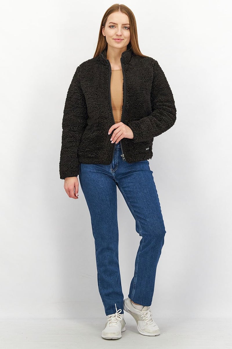 Hurley Women Faux Fur Soft Shell Jacket, Black - Image 3