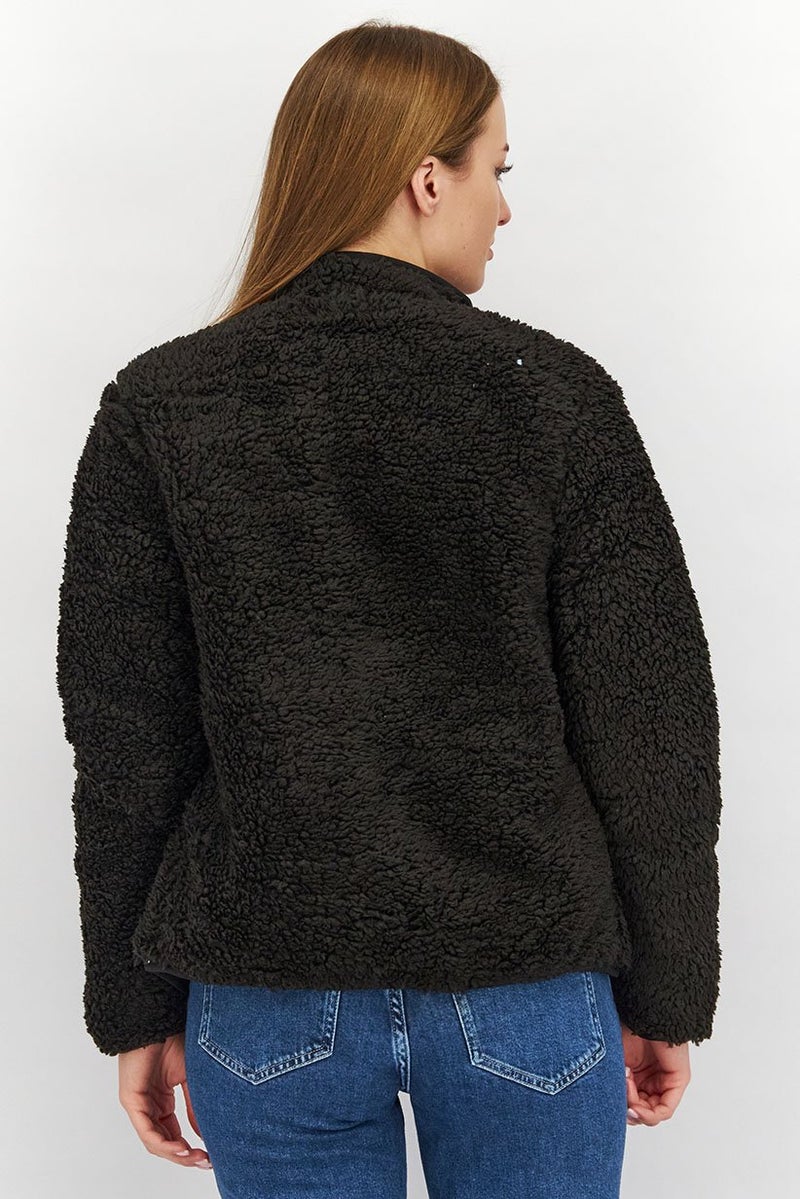 Hurley Women Faux Fur Soft Shell Jacket, Black - Image 4