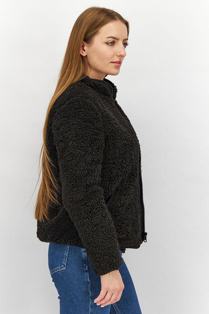 Hurley Women Faux Fur Soft Shell Jacket, Black - Image 2