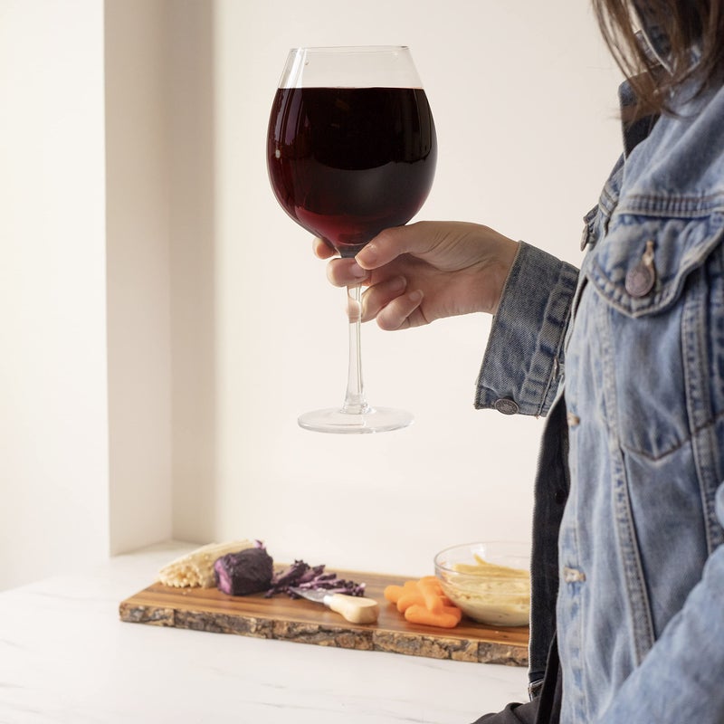 SCS Direct Oversized Giant 33.5oz Wine Glass - Holds a Full Bottle of Wine - Made of Hand-Blown Glass NOT Plastic - XL Glassware Fun for Holiday Charcuterie Boards, Christmas Parties, Weddings & Xmas Gifts - Image 5