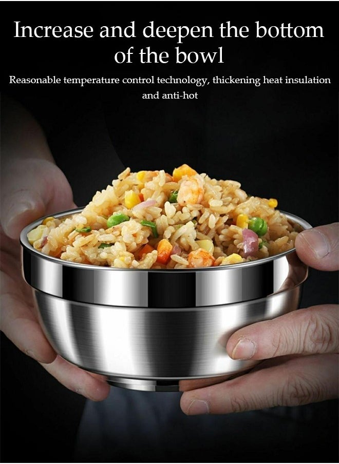 DUNISO 6-Piece Set Of 316 Antibacterial Stainless Steel Bowls, Double-Layer Thickened Insulation Bowls For Home Canteens, Instant Noodle Bowls, Soup Bowls, Children's Bowls, Anti-Scalding, Anti-Fall, Multi-Function Bowls For Home Kitchen Cooking, Stackable, Suitable For Dishwashers  - Image 3