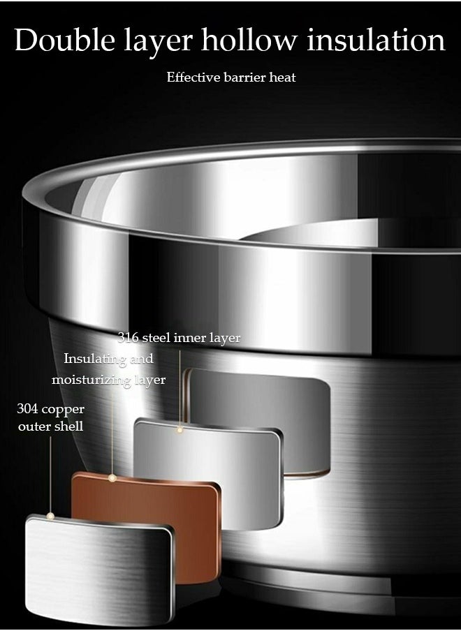 DUNISO 6-Piece Set Of 316 Antibacterial Stainless Steel Bowls, Double-Layer Thickened Insulation Bowls For Home Canteens, Instant Noodle Bowls, Soup Bowls, Children's Bowls, Anti-Scalding, Anti-Fall, Multi-Function Bowls For Home Kitchen Cooking, Stackable, Suitable For Dishwashers  - Image 4